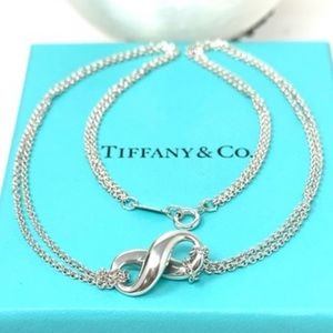 Authentic Tiffany &Co Double Chain Infinity Pendant Necklace.